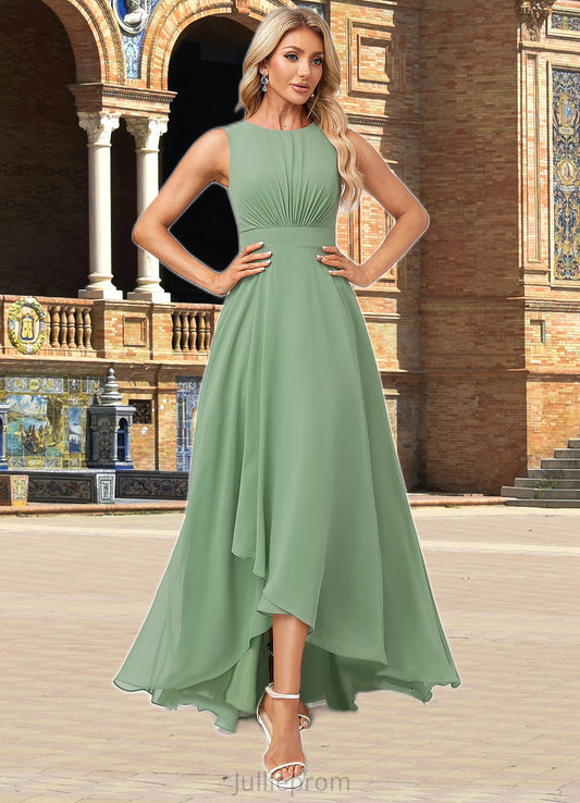 Patti A-line Scoop Asymmetrical Chiffon Bridesmaid Dress DQP0022589
